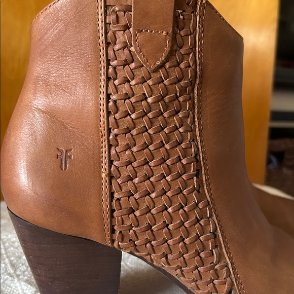 Frye Brown Woven Leather Ankle Booties - Picture 2 of 6